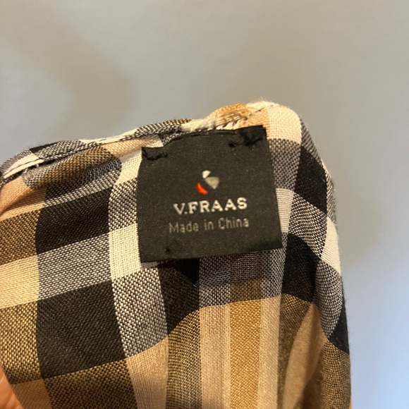 V Fraas Women's Exploded Plaid Ruana Wrap Kimono Beige One Size 75$ - Picture 7 of 7